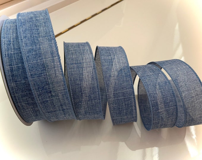 1.5” Light Denim Blue Wired Ribbon #251 - Sold By The Yard