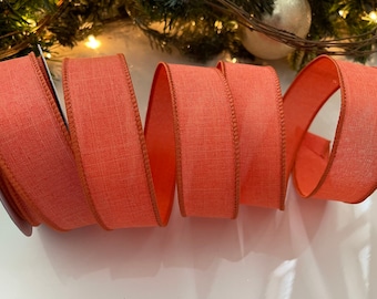 1.5" Peachy Orange Wired Ribbon #361 - 10 Yard Roll