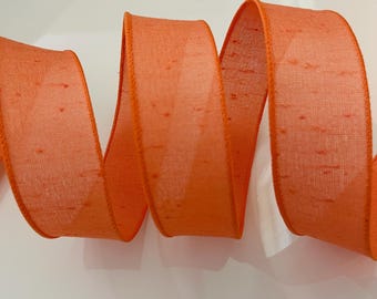 1.5” Textured Orange Wired Ribbon