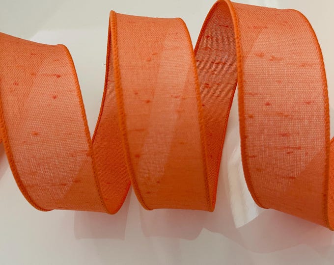 1.5” Textured Orange Wired Ribbon