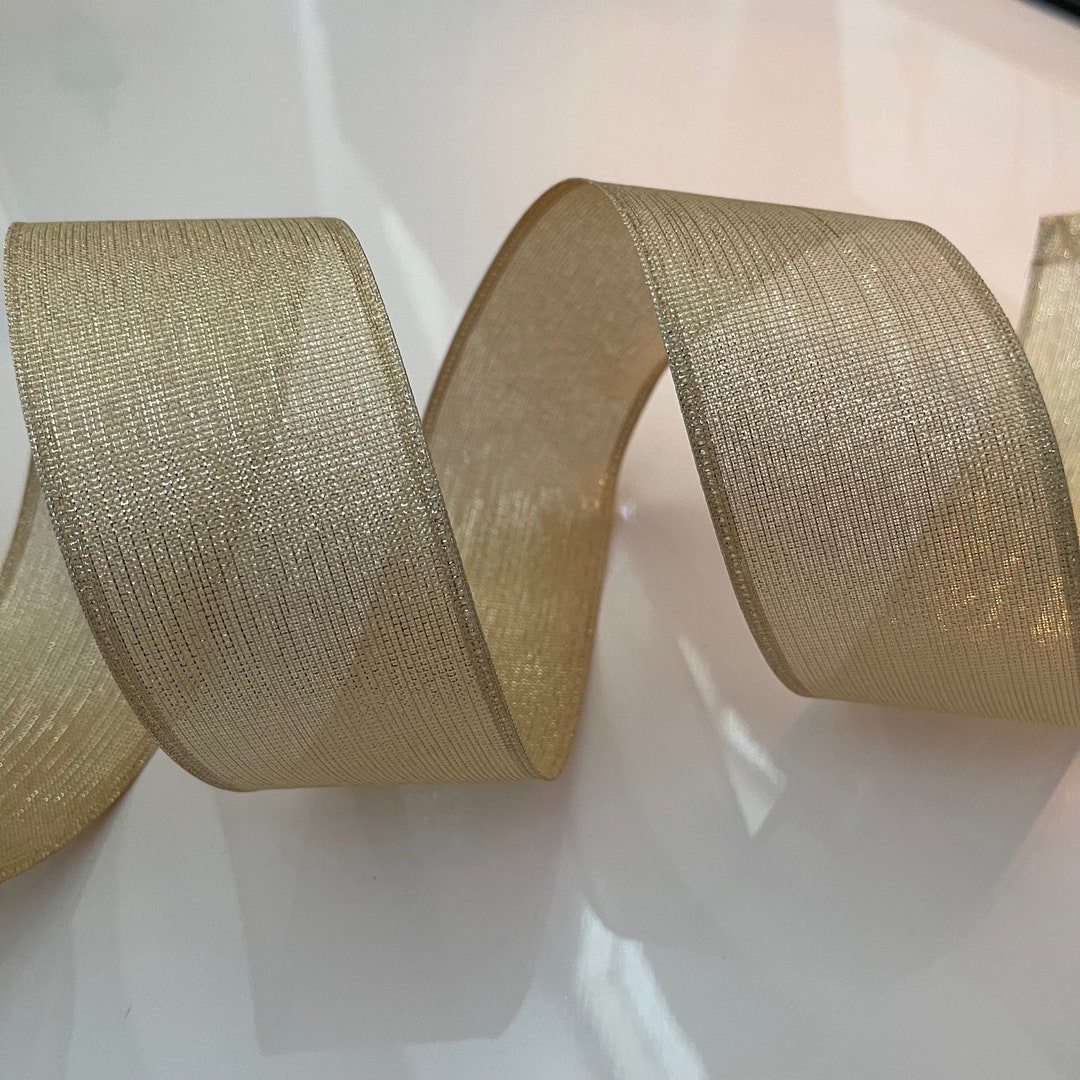 2.5 Soft Metallic Gold Wired Ribbon - Etsy