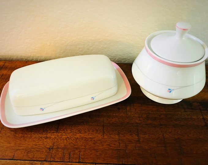 Vintage Butter Dish and Sugar Dish Set