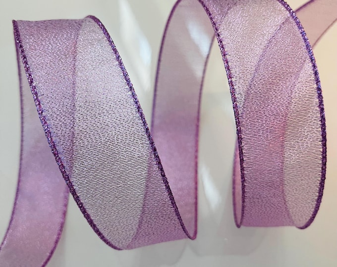 1.5” Sheer Lavender Wired Ribbon