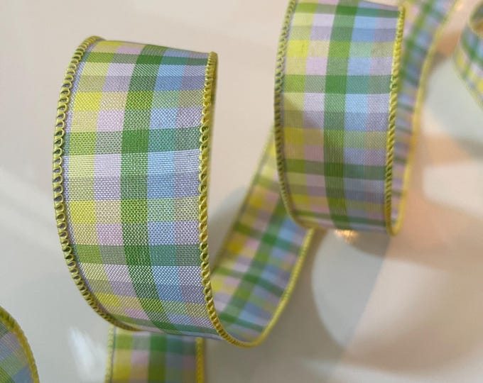 1.5” Colorful Easter Plaid Wired Ribbon