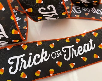 2.5” Candy Corn Halloween Wired Ribbon #759 - Sold By The Yard