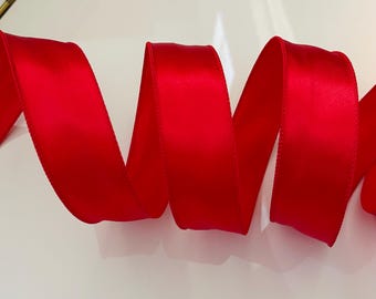 1.5” Red Satin Wired Ribbon