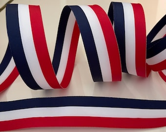 1.5” Red, White, & Blue Striped Wired Ribbon