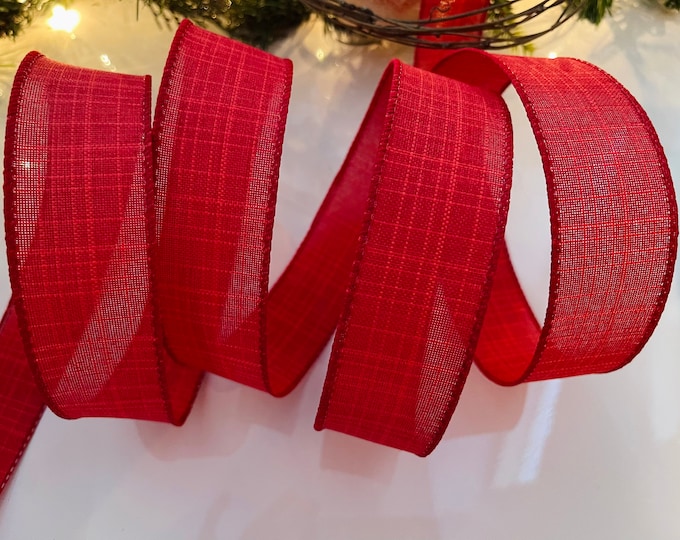 1.5" Red Wired Ribbon #80 - Sold By The Yard