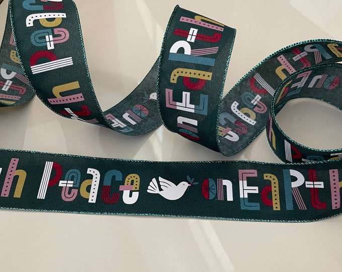 2.5” Peace on Earth Wired Ribbon - Perfect for Gift Wrapping, Wreaths, Decor & Much More! #397 - Sold By The Yard