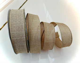 1.5” Beige Wired Ribbon - Sold By The Yard