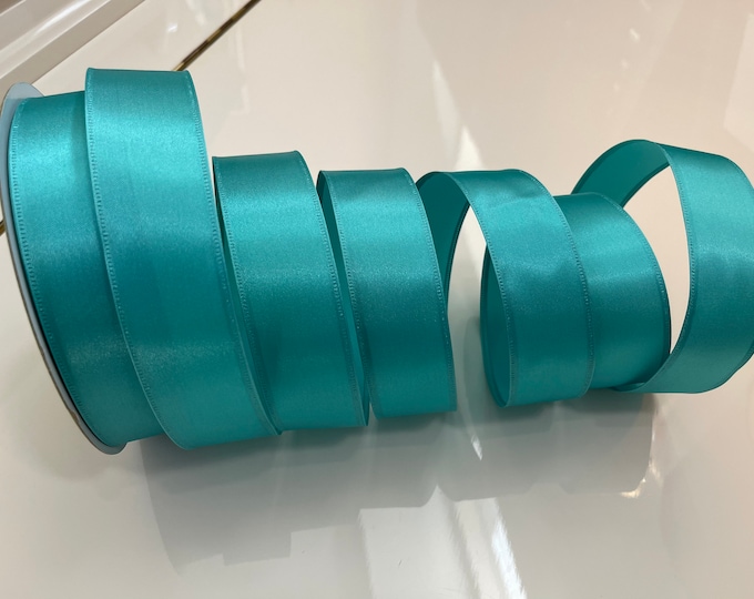 1.5” Satin Sea Green Wired Ribbon - Sold By The Yard