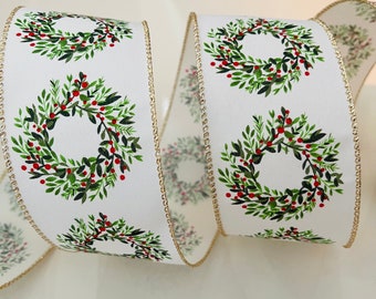 2.5” Christmas Wreath Wired Ribbon #220