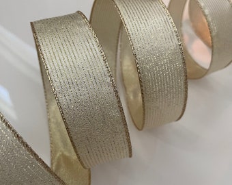 1.5” Golden Stripes Wired Ribbon - Sold By The Yard