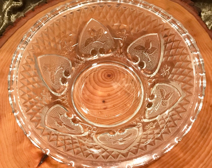 Vintage Glass Heart Bowl Candy Dish