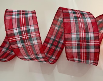 2.5” Red & Green Plaid Wired Ribbon