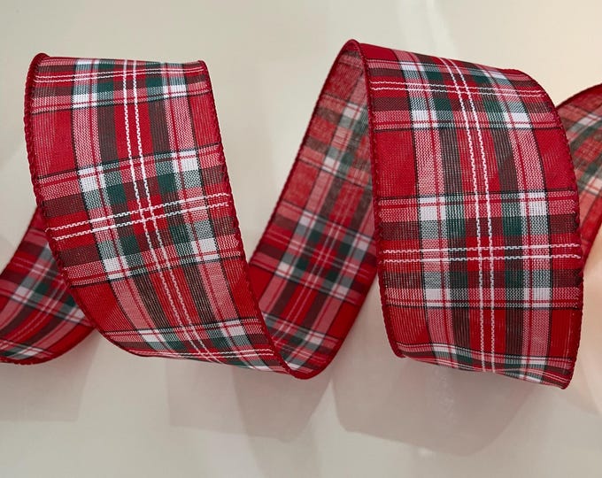 2.5” Red & Green Plaid Wired Ribbon