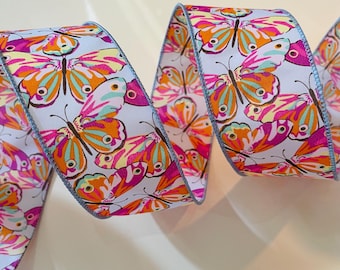 2.5” Colorful Butterflies Wired Ribbon
