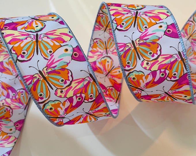 2.5” Colorful Butterflies Wired Ribbon