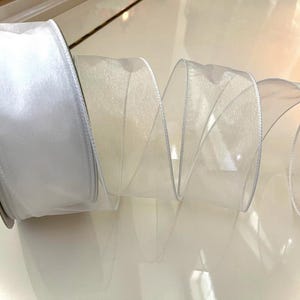 2.5” Sheer White Wired Ribbon - Sold By The Yard