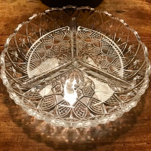 Vintage Round Glass Divided Dish