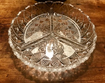 Vintage Round Glass Divided Dish