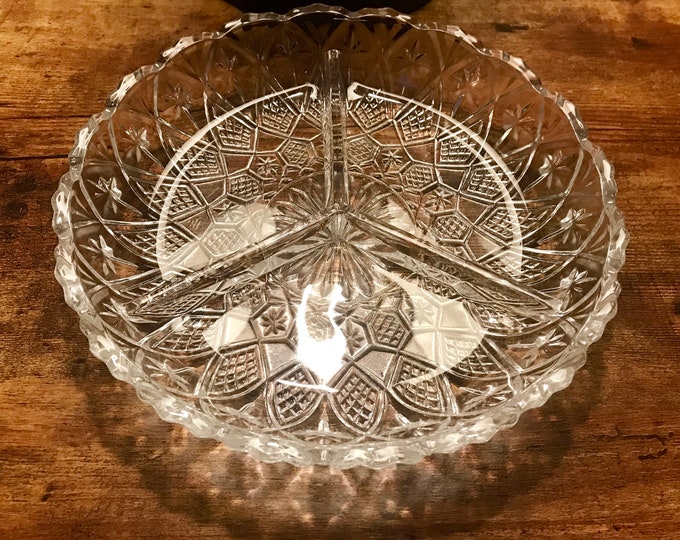 Vintage Round Glass Divided Dish