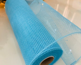 Sky Blue Deco Poly Mesh - 10 Yard Roll x 10” Wide