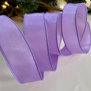 1.5” Lavender Glitter Misted Wired Ribbon #142