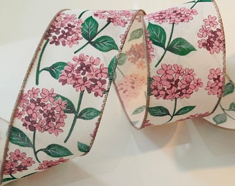 2.5” Pink Floral Ribbon with Wired Edge #411 - Sold By The Yard