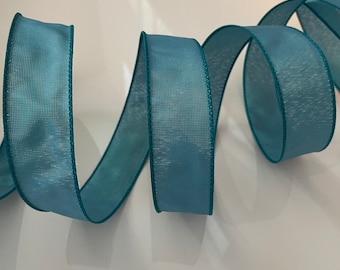 1.5” Metallic Teal Wired Ribbon #750 - Sold By The Yard
