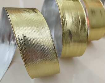 1.5” Reversible Gold & Silver Wired Ribbon - Sold By The Yard