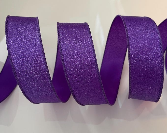 1.5” Glittery Purple Wired Ribbon