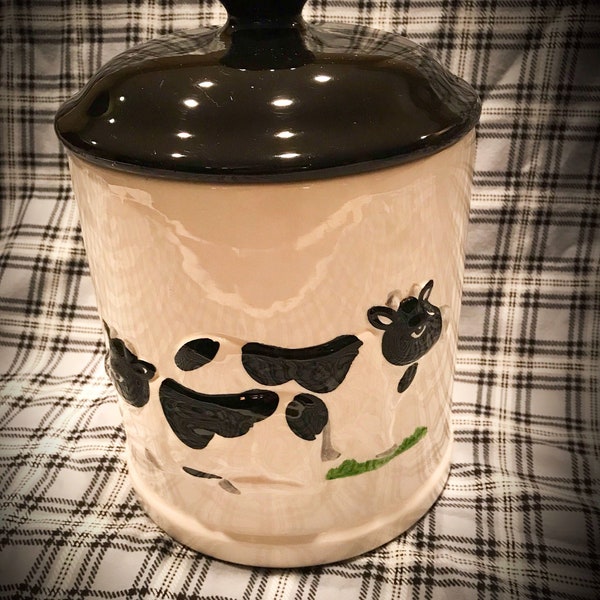 Vintage Black & White Cow Cookie Jar