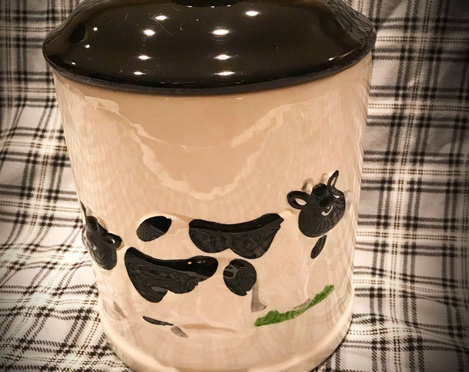 Vintage Black & White Cow Cookie Jar