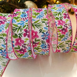 1.5” Flower Pattern Wired Ribbon - Sold By The Yard