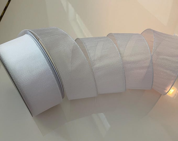 2.5” Sheer Iridescent White Wired Ribbon - Perfect for Gift Wrapping, Wreaths, Decor & Much More!