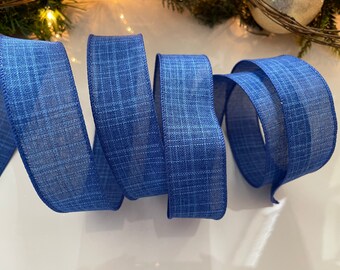 1.5” Denim Blue Wired Ribbon #118 - Sold By The Yard - Sold By The Yard