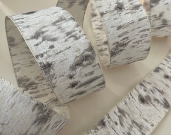 2.5” Birch Tree Glitter Misted Wired Ribbon #732 - Sold By The Yard