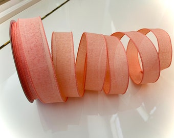 1.5” Pretty Peach Wired Ribbon - Sold By The Yard