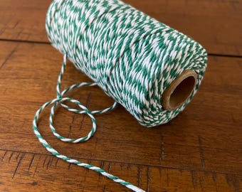 328 Feet - Green and White Twine - Great for Gift Wrapping & Crafts