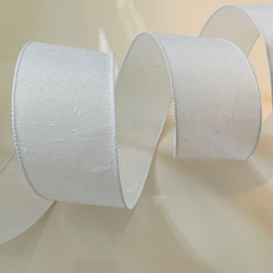 2.5” White Textured Wired Ribbon - Sold By The Yard #940