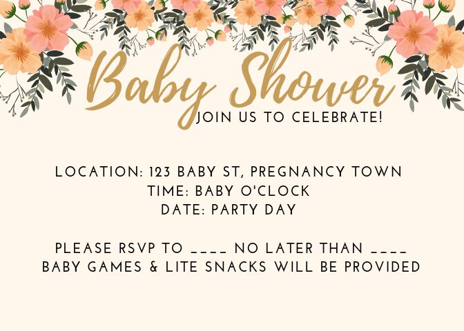 Baby Shower Printable Baby Shower Announcement Card | Etsy