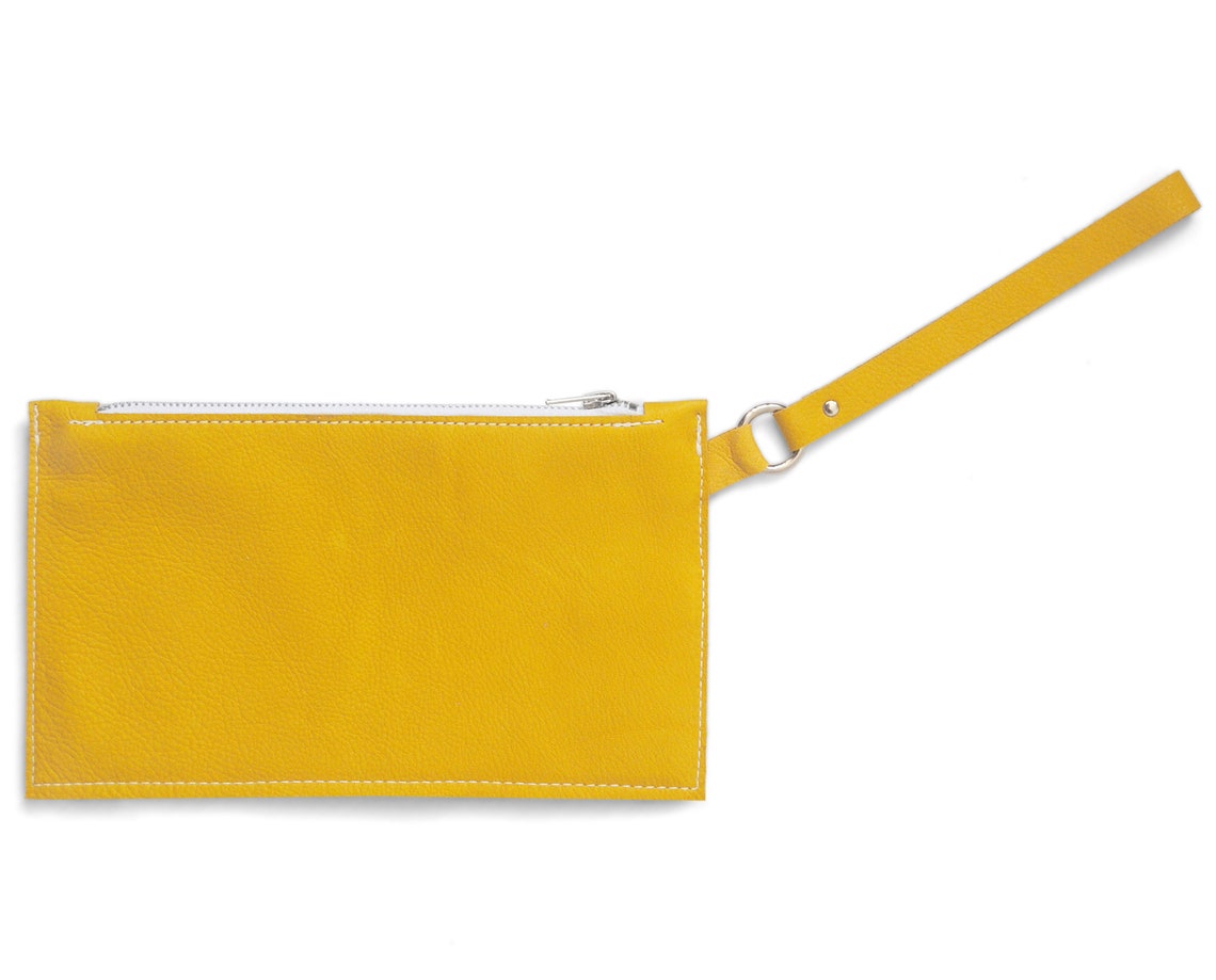 Leather clutch Yellow clutch Evening bag Yellow Purse Etsy