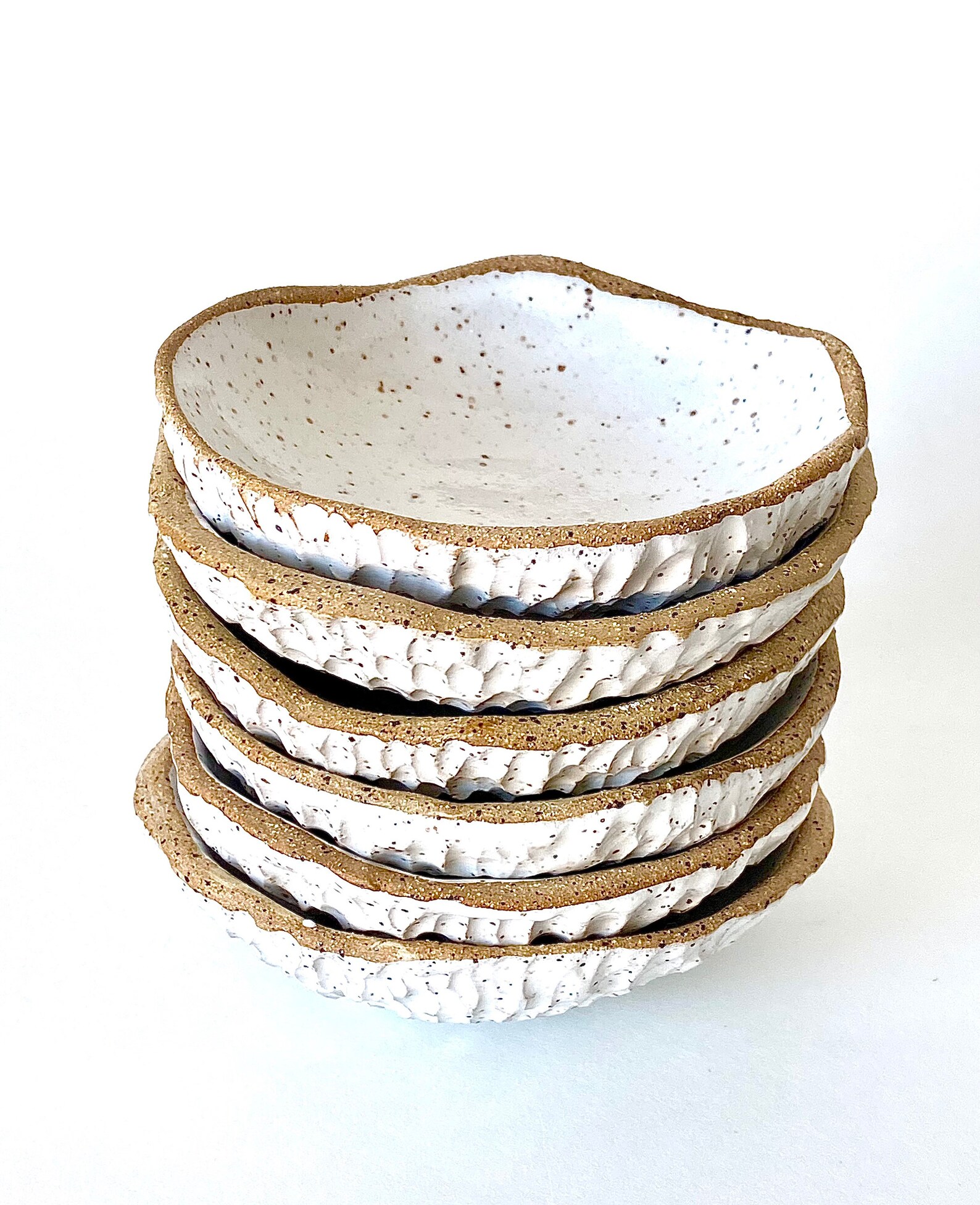 Ceramic tapas plate textured pottery small ceramic round Etsy