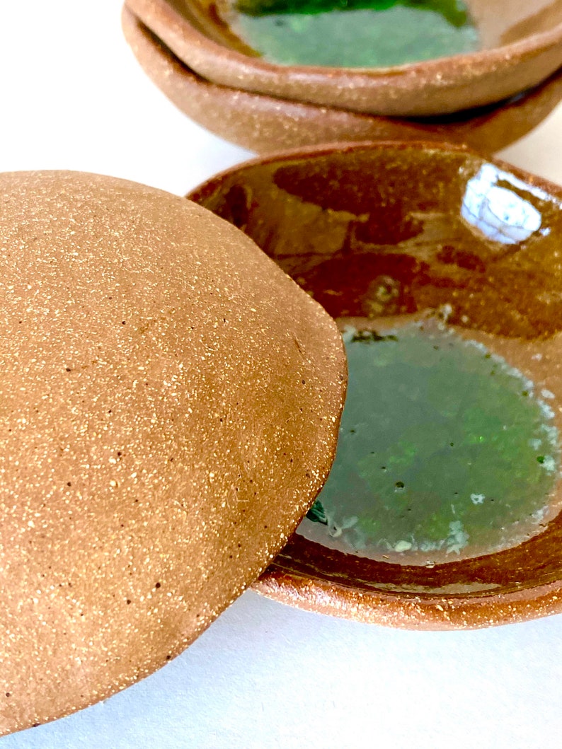 Ceramic ring dish Jewelry holder Smudge dish Trinket dish Ashtray Palo Santo holder Handmade pottery Infused glass
