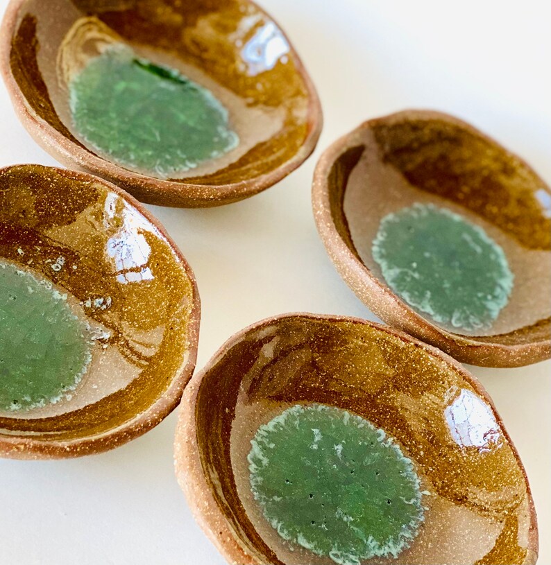 Ceramic ring dish Jewelry holder Smudge dish Trinket dish Ashtray Palo Santo holder Handmade pottery Infused glass