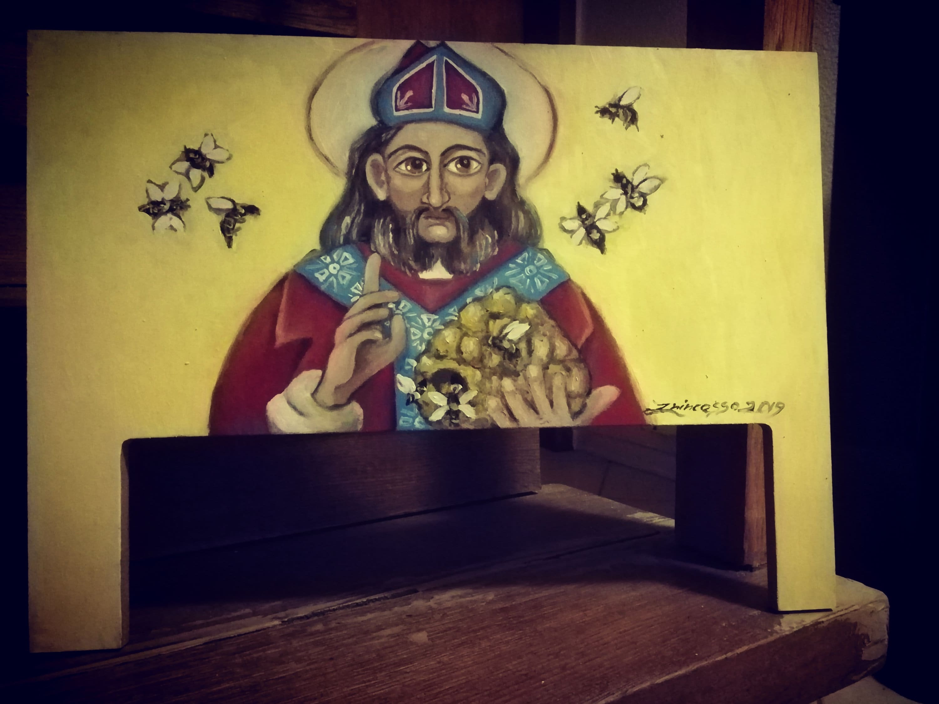 Beehive Panels/saint Ambrose/original Peinting/symbols of Slovenia