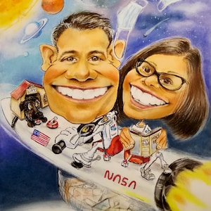 Caricatures/Custom caricature from your photo/100% original hand-drawn artwork/Framed/ Great for birthday, wedding, anniversary gift