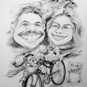 Caricatures/ Custom caricature from your photo/ 100% original hand-drawn artwork/ Framed/ Great for birthday, wedding, anniversary gift