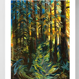 Morning Stroll print // Forest Painting by Vancouver Artist Frank Pochyly/ Vancouver // British Columbia Rainforest